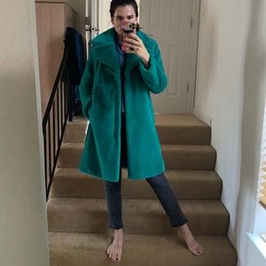Faux Fur coat in sea green color